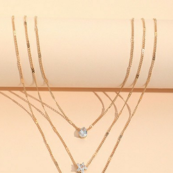 Zircon Necklace Multi-layer Five-pointed Star - Picture 5 of 5